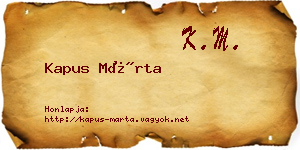 Kapus Márta névjegykártya