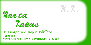 marta kapus business card